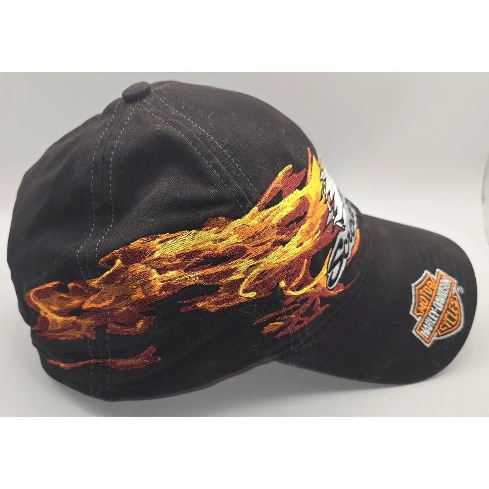 HARLEY DAVIDSON Screamin‎ Eagle Flame Flex Fit Hat Cap Black Logo -3185